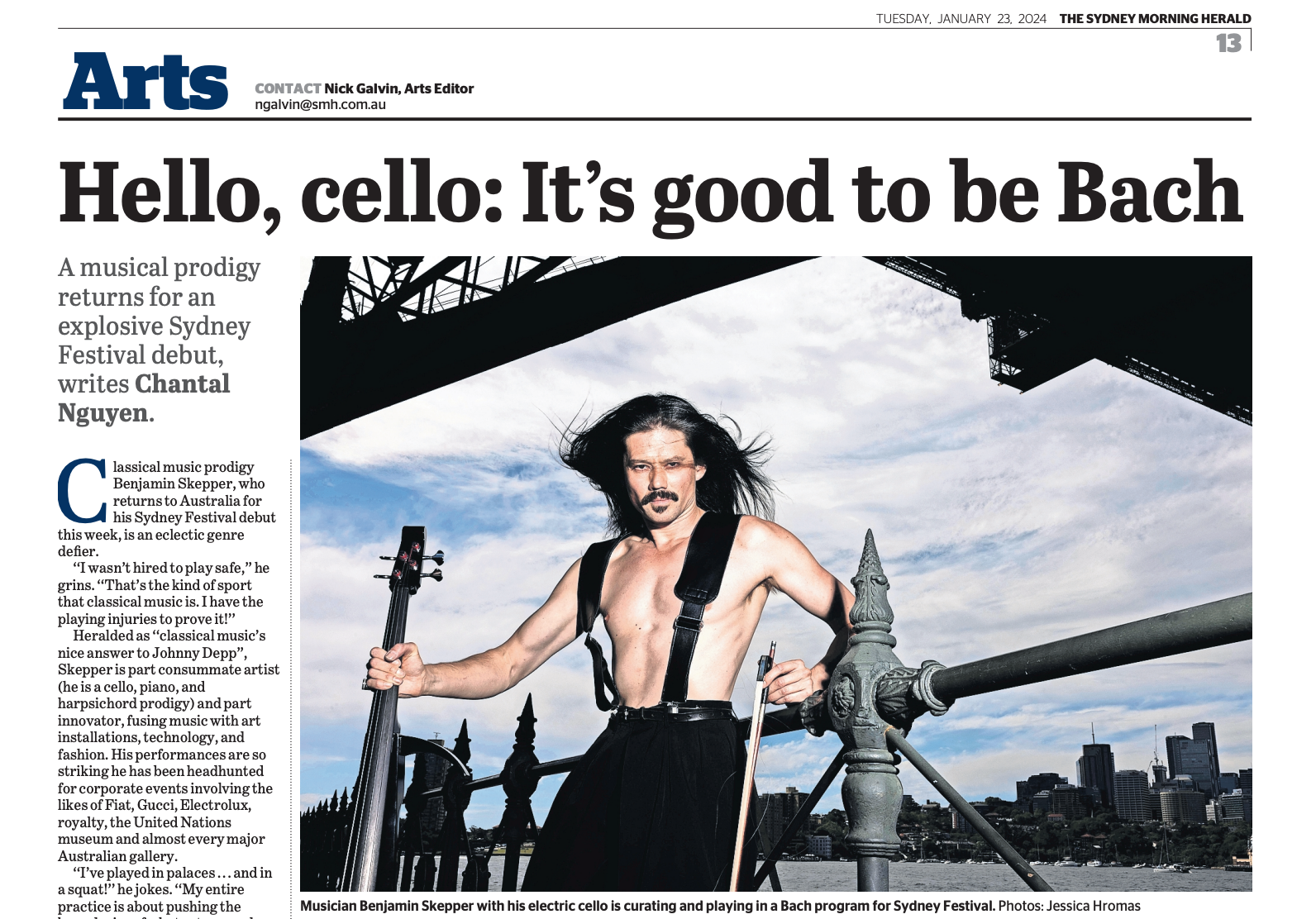 Sydney Morning Herald National Arts Feature 2024 for The Sydney